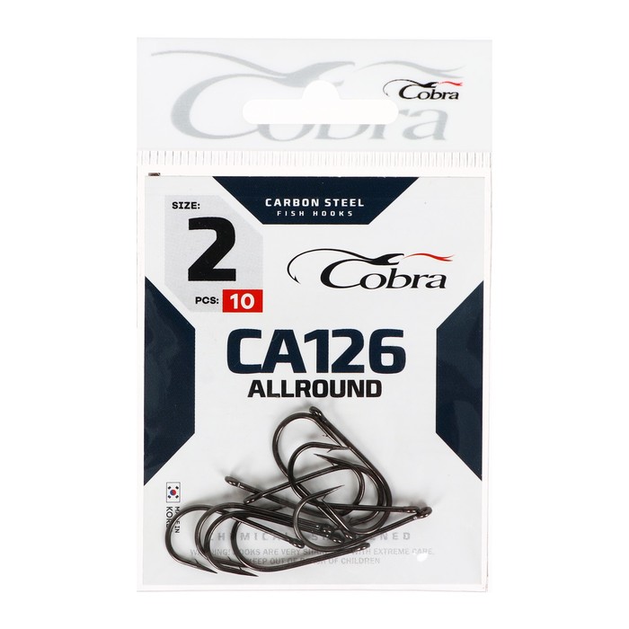 Крючки Cobra ALLROUND, серия CA126, № 2, 10 шт. крючки cobra allround ca122 okiami бронза размер 2 10шт
