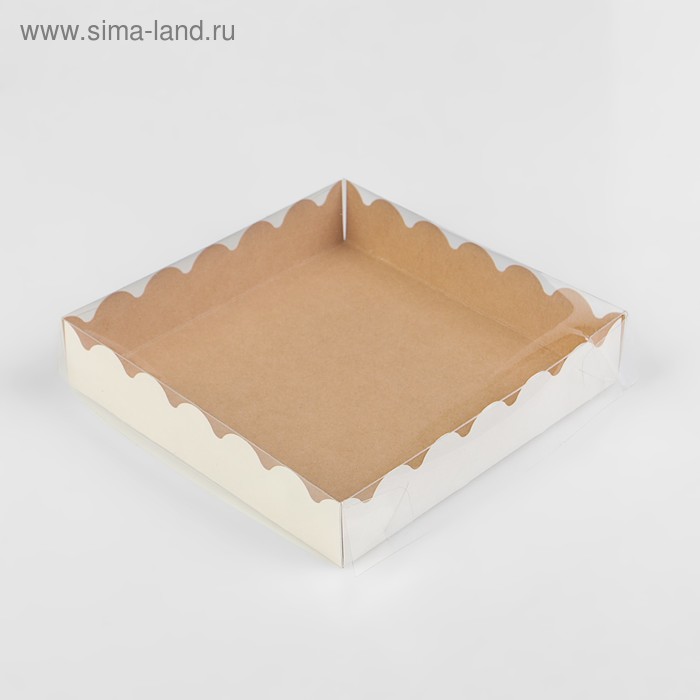 

Коробочка для печенья с PVC крышкой, крафт, 15 х 15 х 3 см