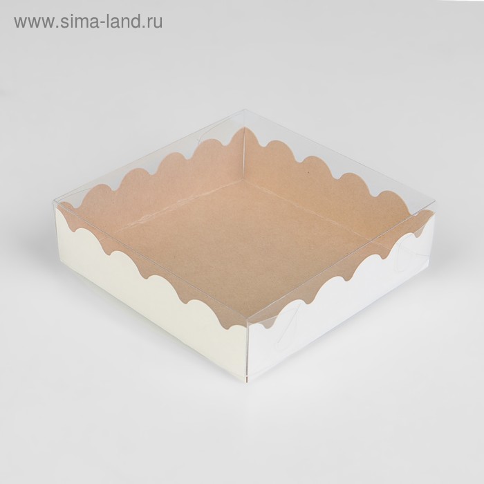 

Коробочка для печенья с PVC крышкой, крафт, 12 х 12 х 3 см