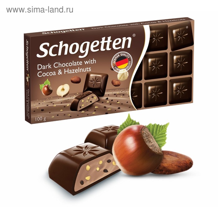 

Темный шоколад Schogetten Dark Chocolate with Cocoa Hazelnuts 100 г