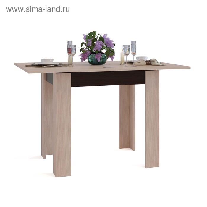 Стол кухонный раскладной, 800(1200) × 600(800) × 770 мм, цвет венге / белёный дуб кухонный стол ооо галеон vesteros 800