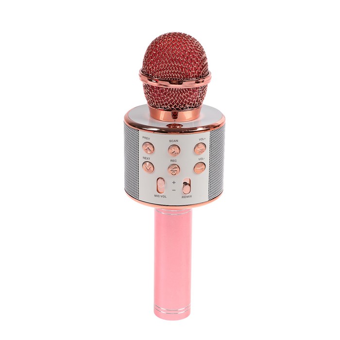 Микрофон для караоке Luazon LZZ-56, WS-858, 1800 мАч, розовый беспроводной караоке микрофон ws 858 золотисто розовый