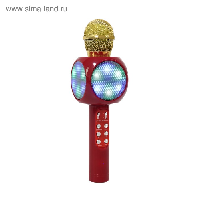 Микрофон для караоке LuazON LZZ-60, 1800 мАч, LED, красный
