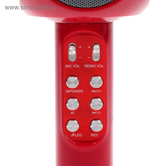 фото Микрофон для караоке luazon lzz-60, 1800 мач, led, красный luazon home