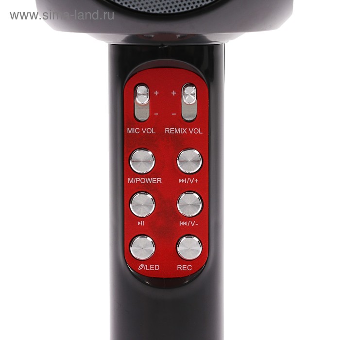 фото Микрофон для караоке luazon lzz-60, 1800 мач, led, чёрный luazon home