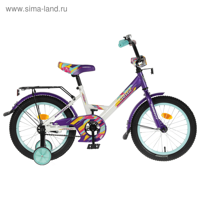 фото Велосипед 16" graffiti classic rus, цвет белый/фиолетовый