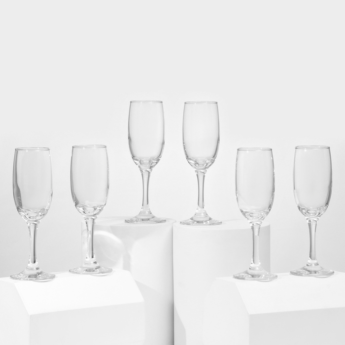 Набор стеклянных бокалов для шампанского Bistro, 190 мл, 6 шт