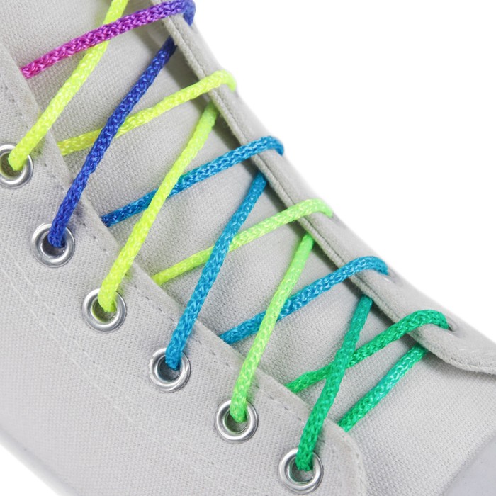 фото Шнурки для обуви, пара, круглые, d = 4 мм, 100 см, цвет «радужный»
