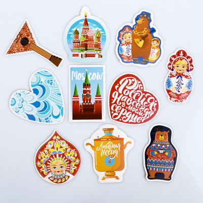 Наклейки на чемодан «Русские мотивы», 8 × 8 см