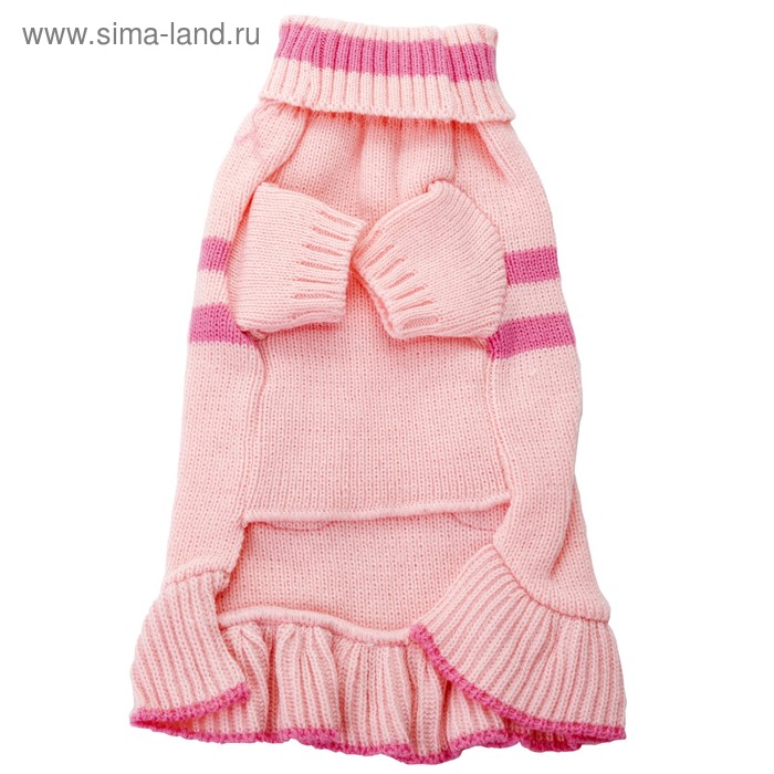 Платье вязаное с высоким горлом, ДС 30 см, розовое