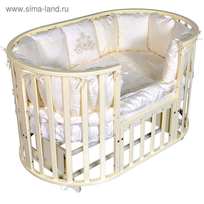 цена Детская кровать «Северянка-3», 6 в 1, универсальный маятник, колеса, цвет слоновая кость