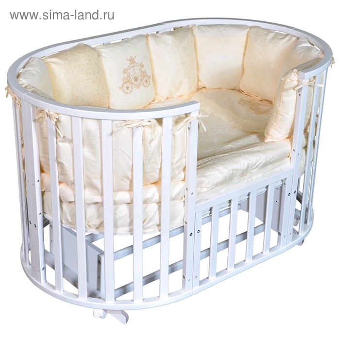 цена Детская кровать «Северянка-3», 6 в 1, универсальный маятник, колеса, цвет белый