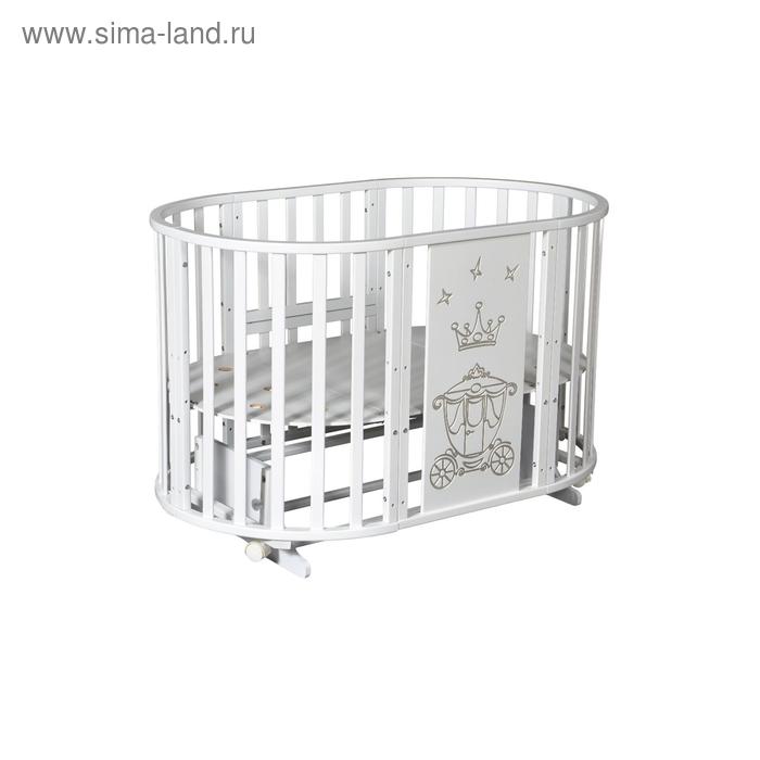 Детская кровать «Северянка-3 Корона», 6 в 1, универсальный маятник, колеса, цвет белый кровать круглая северянка 6 в 1