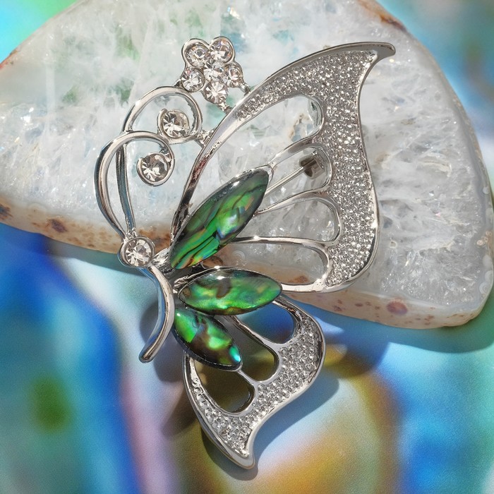 Брошь-подвеска "Галиотис" бабочка с цветком