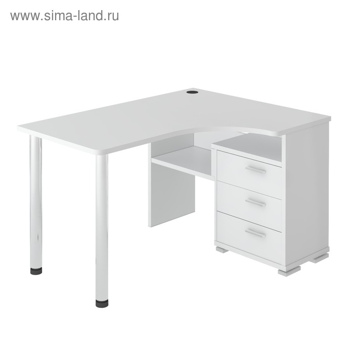 Стол СР-132С, угол правый, 1300 × 1010 × 750 мм, цвет белый жемчуг стол ср 132с угол правый 1300 × 1010 × 750 мм цвет шамони карамель