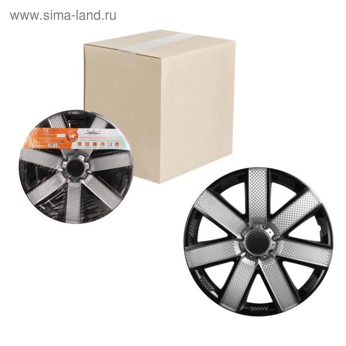 

Колпаки колесные 14" "Гелакси Т", серебристый/черный, карбон, компл. 2 шт