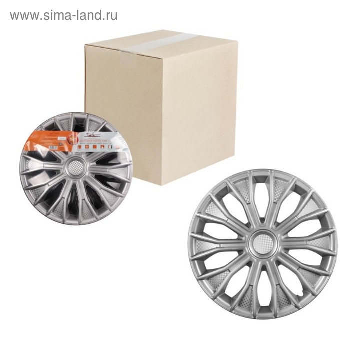 

Колпаки колесные 16" "Волтек", серебристый, карбон, компл. 2 шт