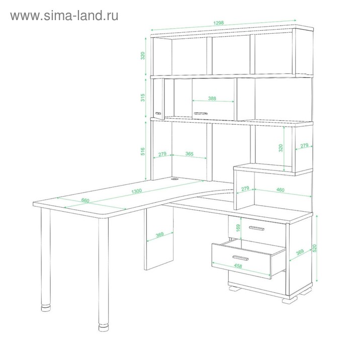 фото Стол ср-420/130, угол правый, 1300 × 1300 × 1990 мм, цвет нельсон