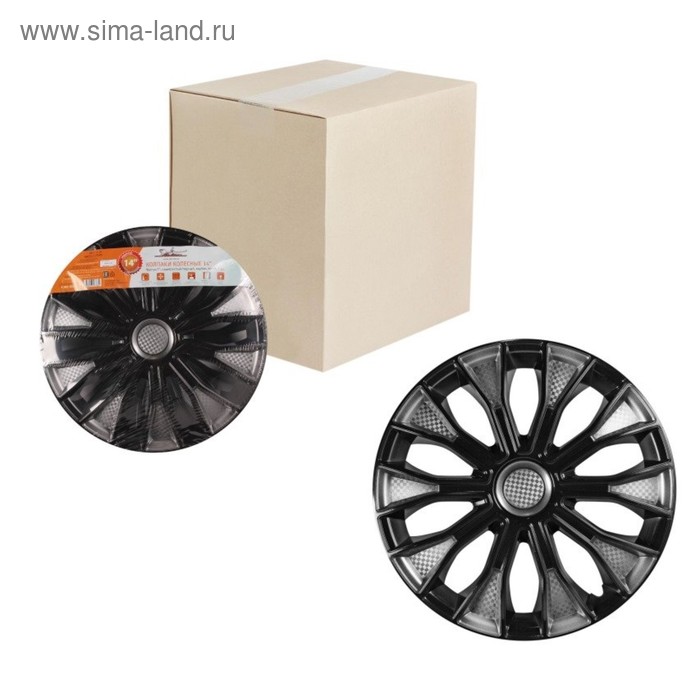 

Колпаки колесные 15" "Волтек Т", серебристый/черный, карбон, компл. 2 шт