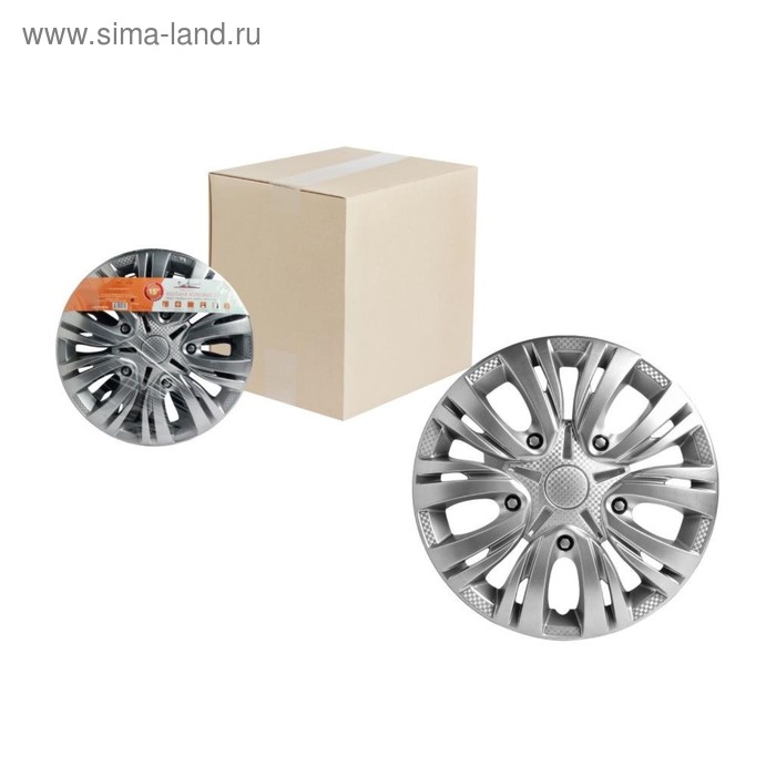 

Колпаки колесные 16" "Лион", серебристый, карбон, компл. 2 шт