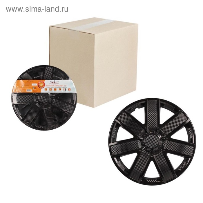 

Колпаки колесные 13" "Гелакси", черный глянец, карбон, компл. 2 шт