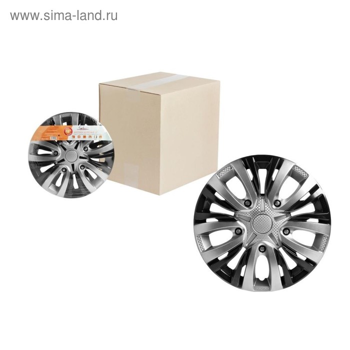 

Колпаки колесные 16" "Лион Т", серебристый/черный, карбон, компл. 2 шт