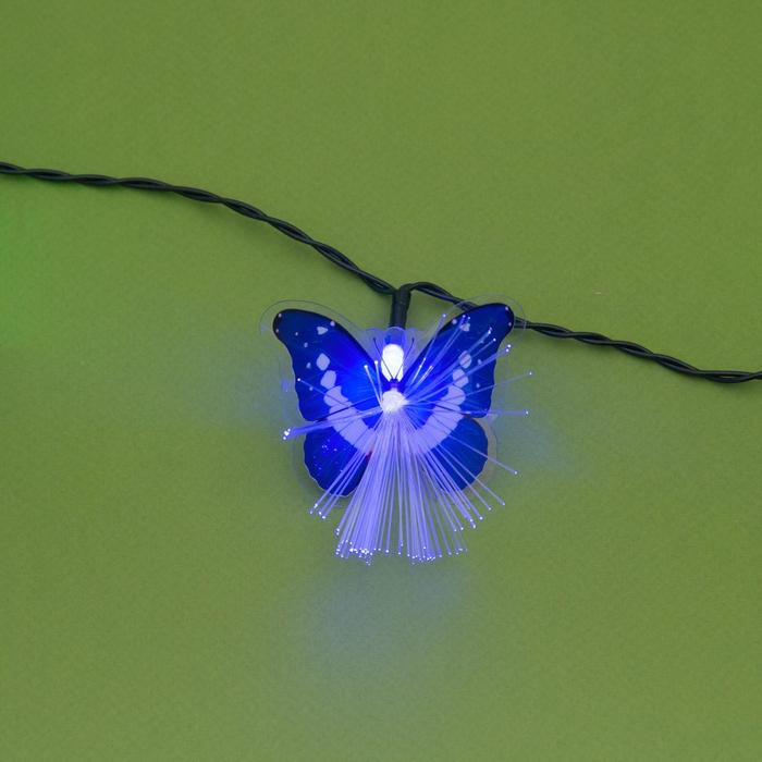 Гирлянда "Нить" 4.5 м с насадками "Бабочки", тёмная нить, 30 LED, свечение RG/RB, 2 режима, солнечная батарея