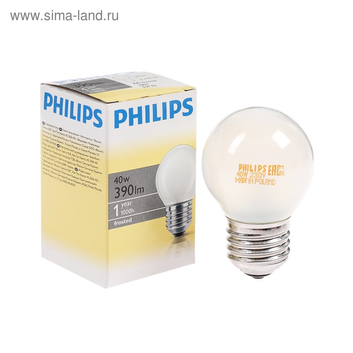 фото Лампа накаливания philips stan p45 fr 1ct/10x10, e27, 40 вт, 230 в