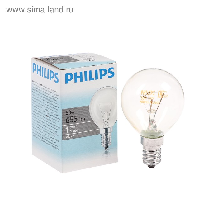 фото Лампа накаливания philips stan p45 cl 1ct/10x10, e14, 60 вт, 230 в