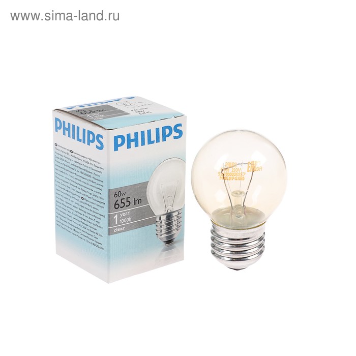фото Лампа накаливания philips stan p45 cl 1ct/10x10, e27, 60 вт, 230 в