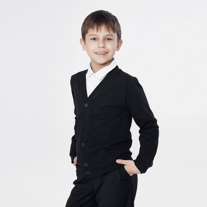 Школьный кардиган для мальчика, цвет чёрный, рост 152 см