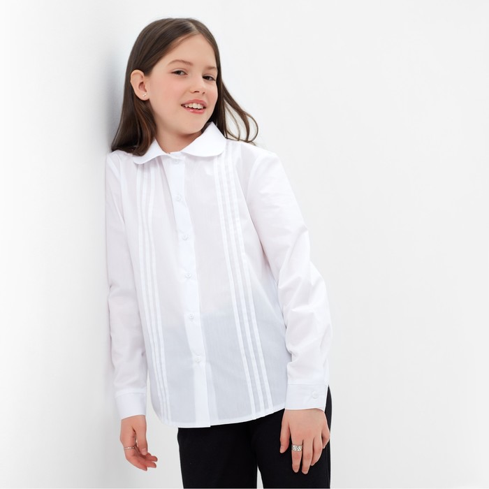 Школьная блузка для девочки, цвет белый, рост 146 см школьная блузка для девочки цвет белый рост 146