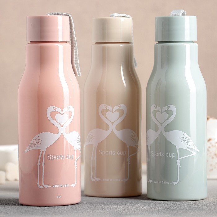 фото Бутылка для воды пластиковая «фламинго», 450 мл, цвет микс