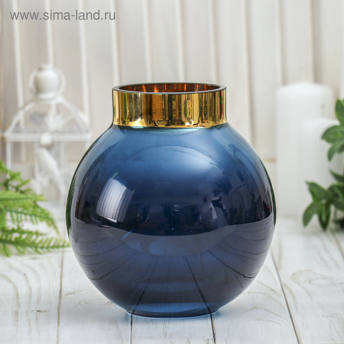 Ваза ТИТАНИЯ-синяя ТОКИО-2, d-7см, 13х16 см ваза титания синяя токио 2 d 7см 13х16 см