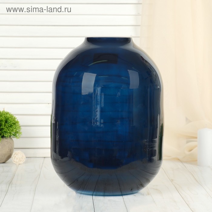 Ваза Вольга-2 радуга тёмно-синяя проз. d-7см, 18х40см ваза вольга 2 стекло цвет тёмно синий радужный
