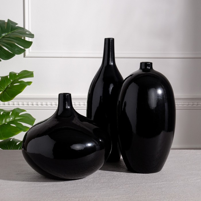 фото Набор ваз керамических "агия", цвет черный, 24/33/41 см керамика ручной работы