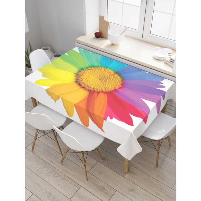 Скатерть на стол «Радужный цветок», прямоугольная, сатен, размер 120х145 см фото