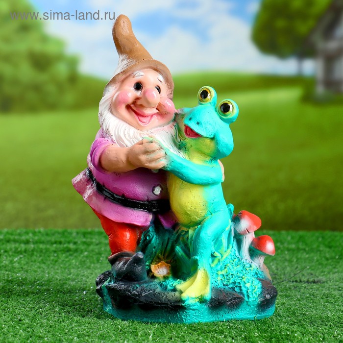

Садовая фигура "Гном с лягушкой танцует" 30см