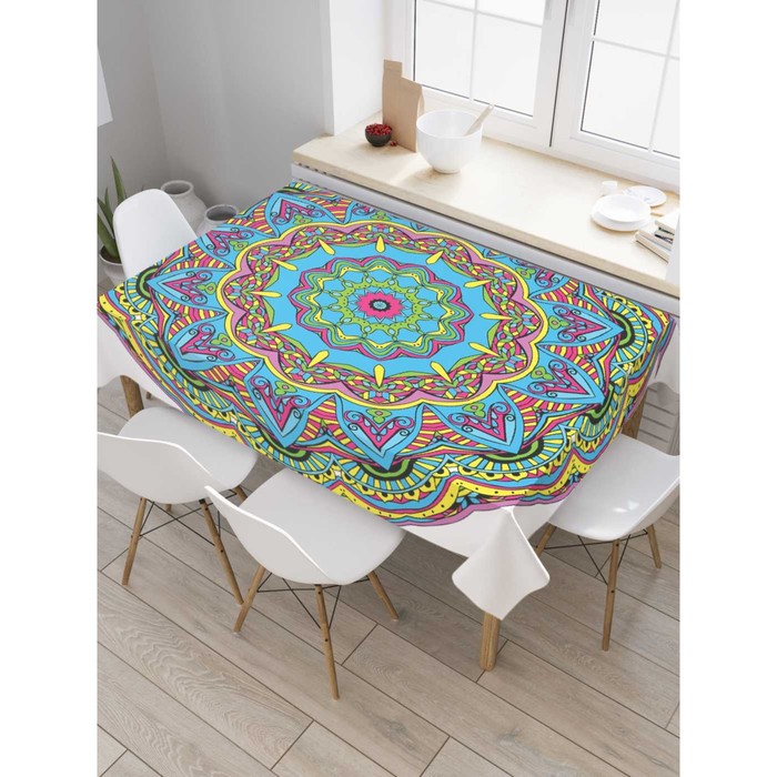 цена Скатерть на стол «Цветок радуги», прямоугольная, сатен, размер 145х180 см