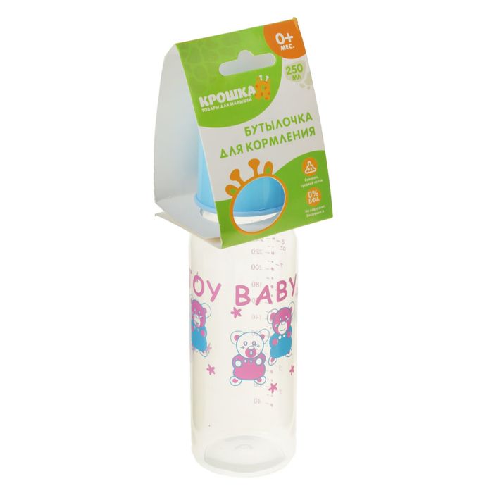 Бутылочка для кормления, 250 мл, от 0 мес., цвета МИКС