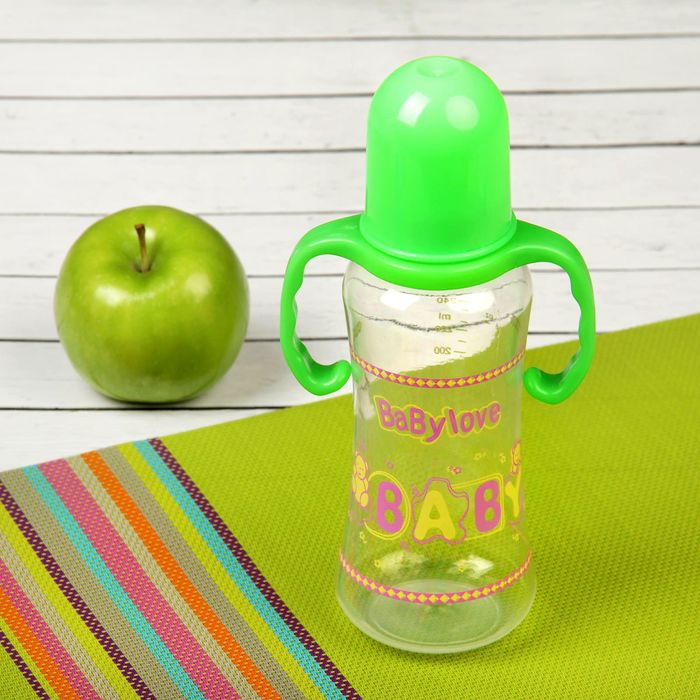 Бутылочка для кормления с ручками, 240 мл, от 0 мес., цвета МИКС