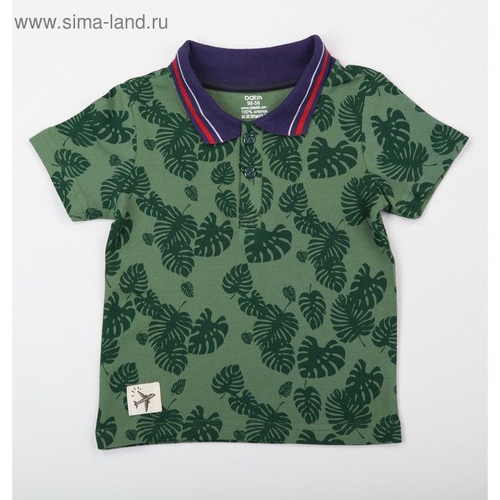 фото Футболка поло для мальчика, зелёный принт, рост 110 см batik