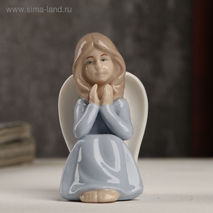 

Сувенир керамика "Девушка-ангел в голубом платье призадумалась" 8х5х5,5 см