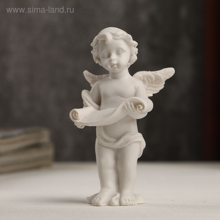 Сувенир полистоун Белоснежный ангелочек с рукописью 8,5х4,5х4 см цена и фото