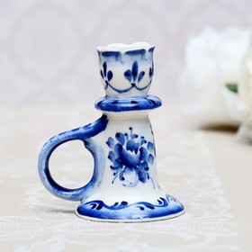 

Подсвечник с ручкой, гжель, D=7,5 см.