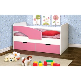 Кровать детская «Дельфин», 2 ящика, 800 × 1600 мм, левая, цвет белый / розовый