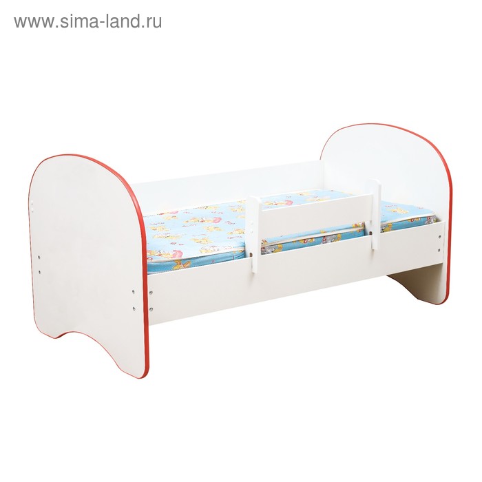 фото Кровать детская с бортом «радуга», без ящика, 700 × 1400 мм, цвет белый / кант красный матрица
