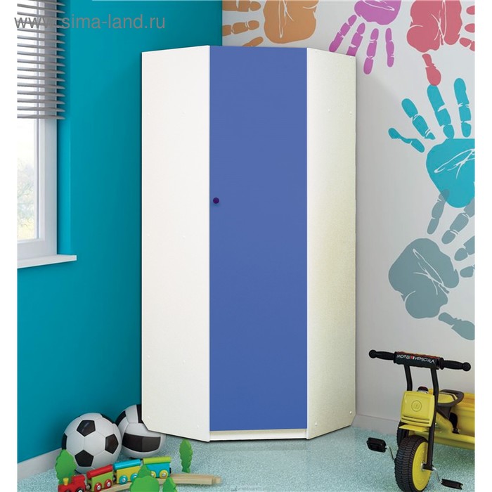 Шкаф угловой детский «Радуга», 850х850х2100 мм, цвет белый / синий
