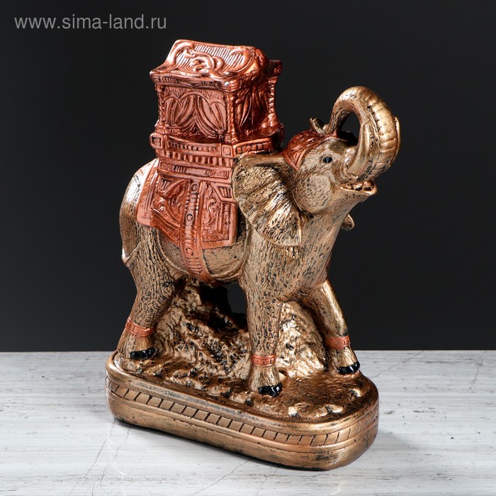 фото Статуэтка "слон с седлом", цвет бронзовый, 28 см, микс premium gips