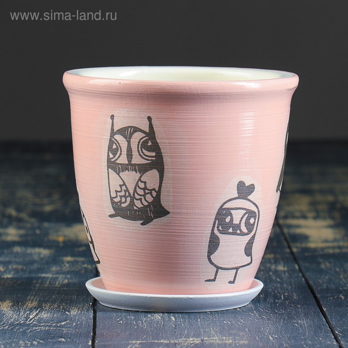 

Горшок цветочный Совы граффити 0,7 л МИКС